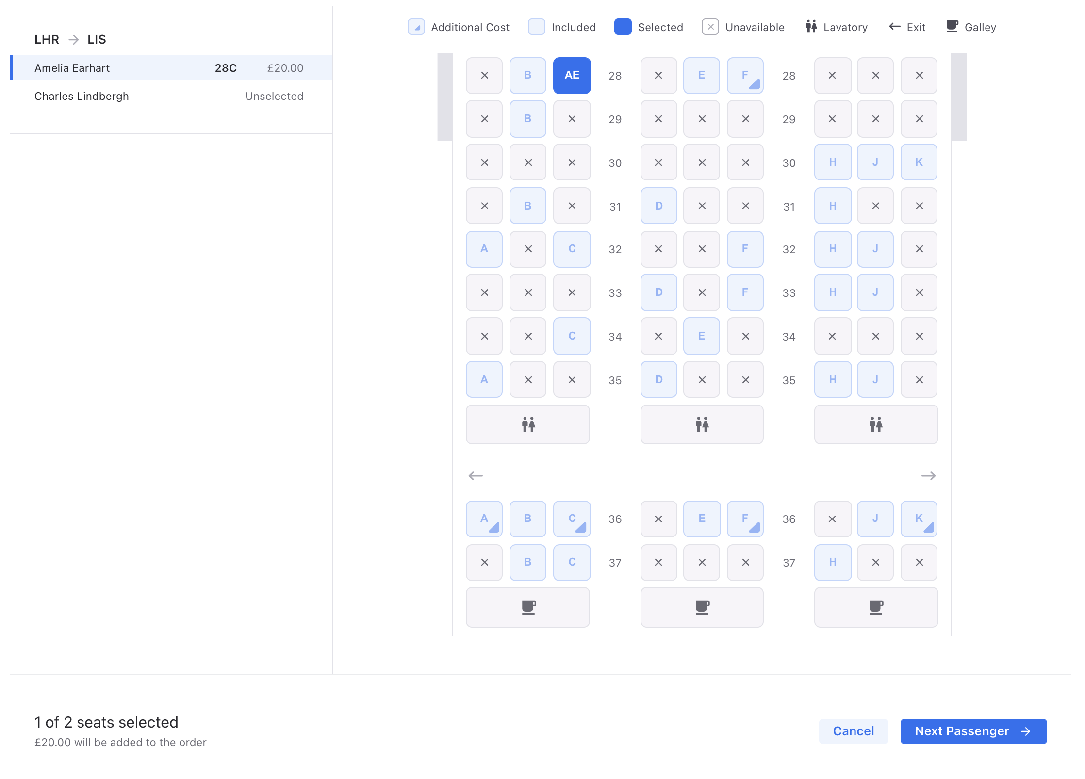 SeatSelection UI component